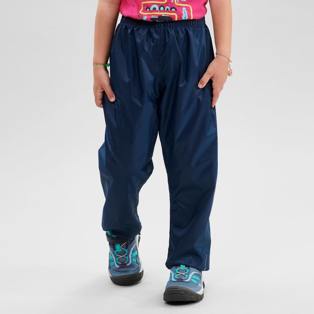 Sur-pantalon imperméable de randonnée - MH100 bleu marine - enfant 2-6 ANS