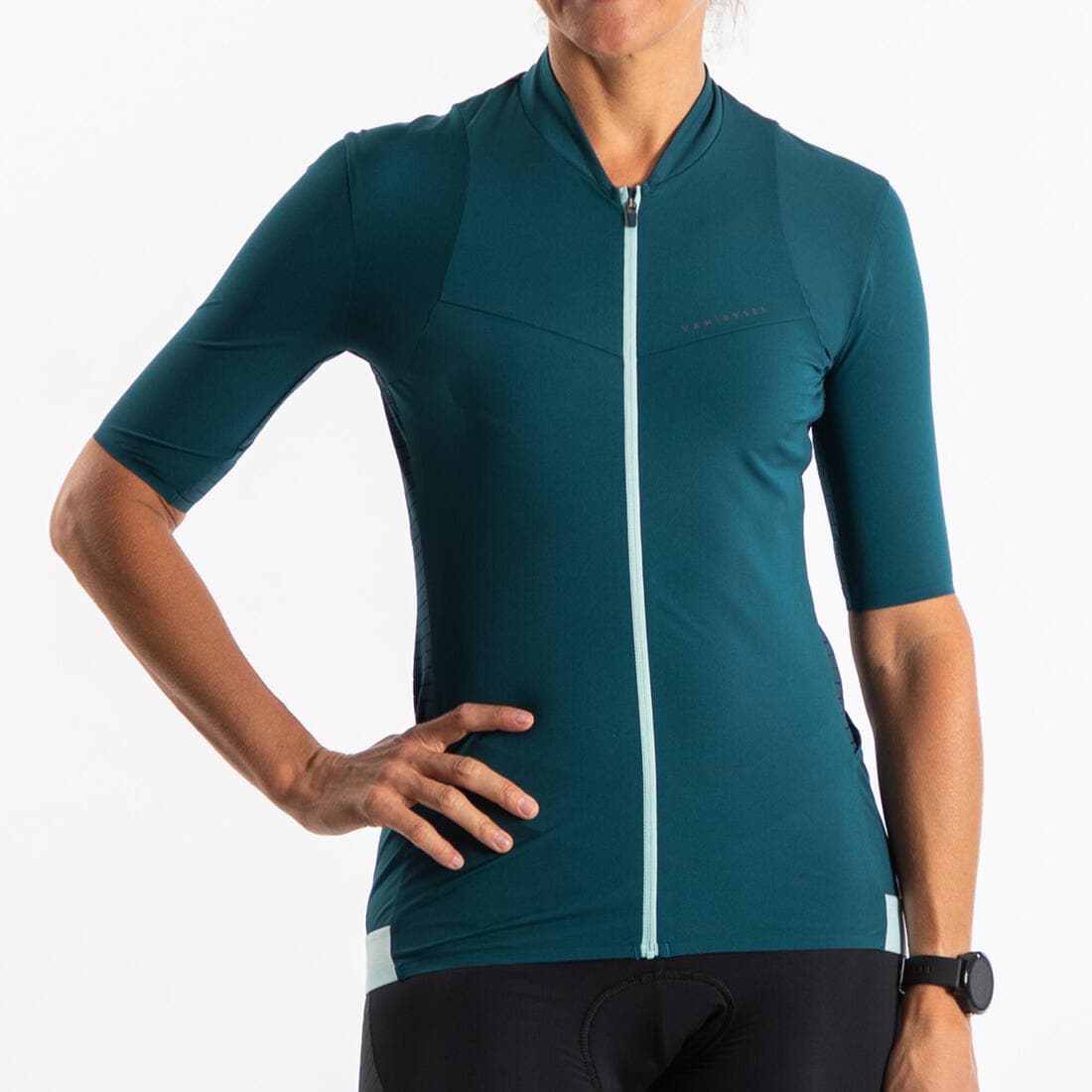 Maillot de vélo de route manches courtes été femme - Endurance emeraude