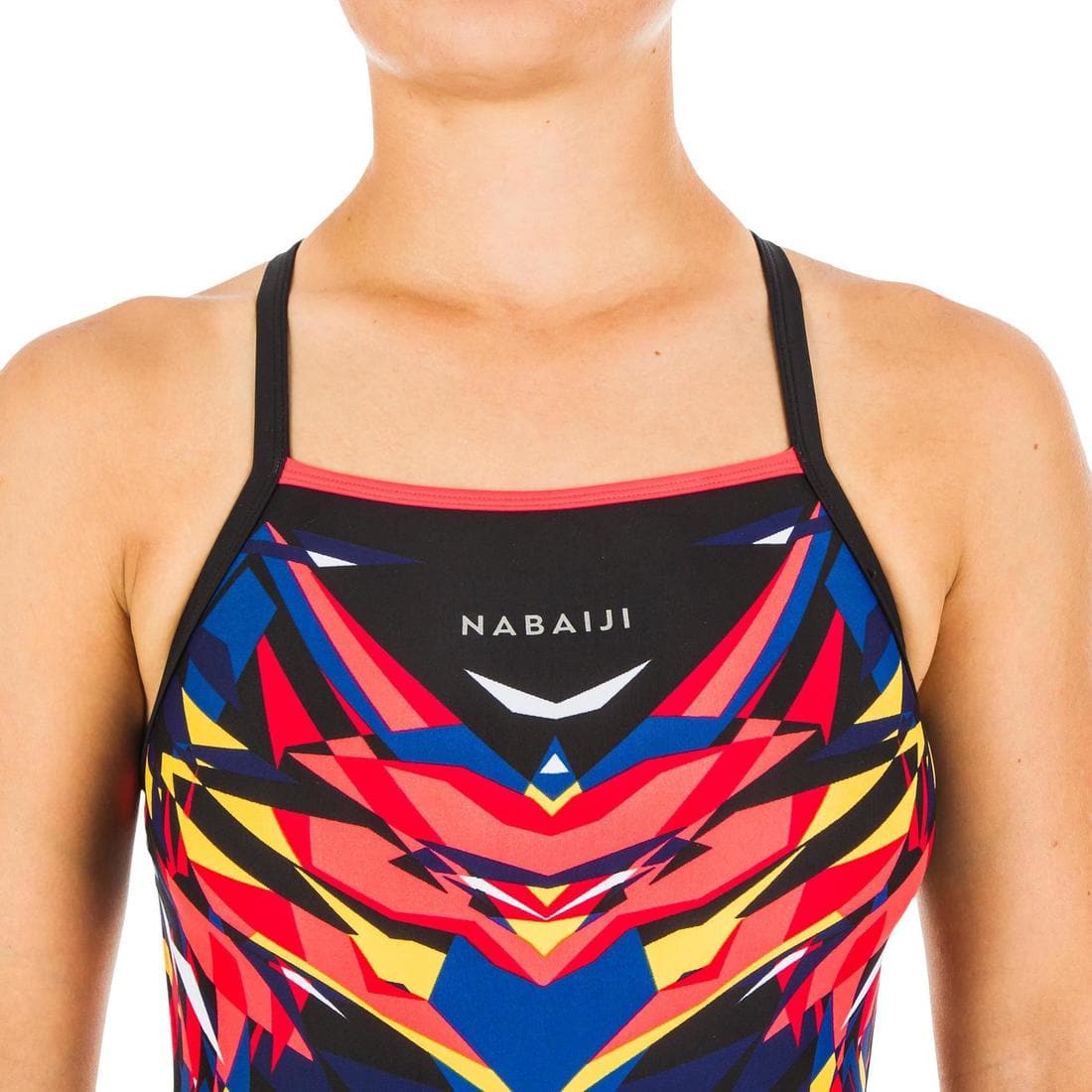 Maillot de bain de natation femme une pièce Kal rouge et noir