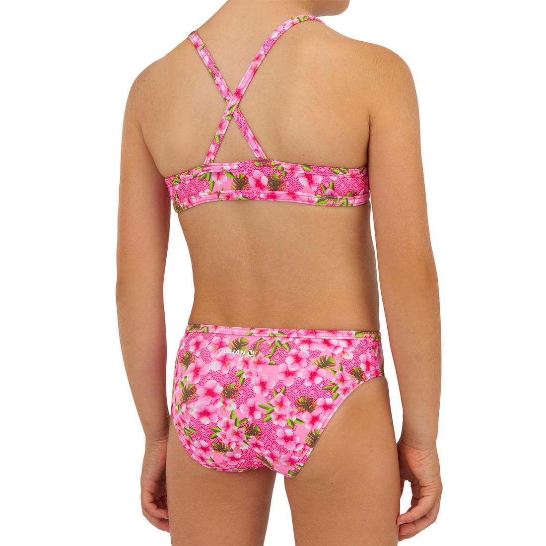 Maillot 2 pièces fleuri surf bretelles croisées fille