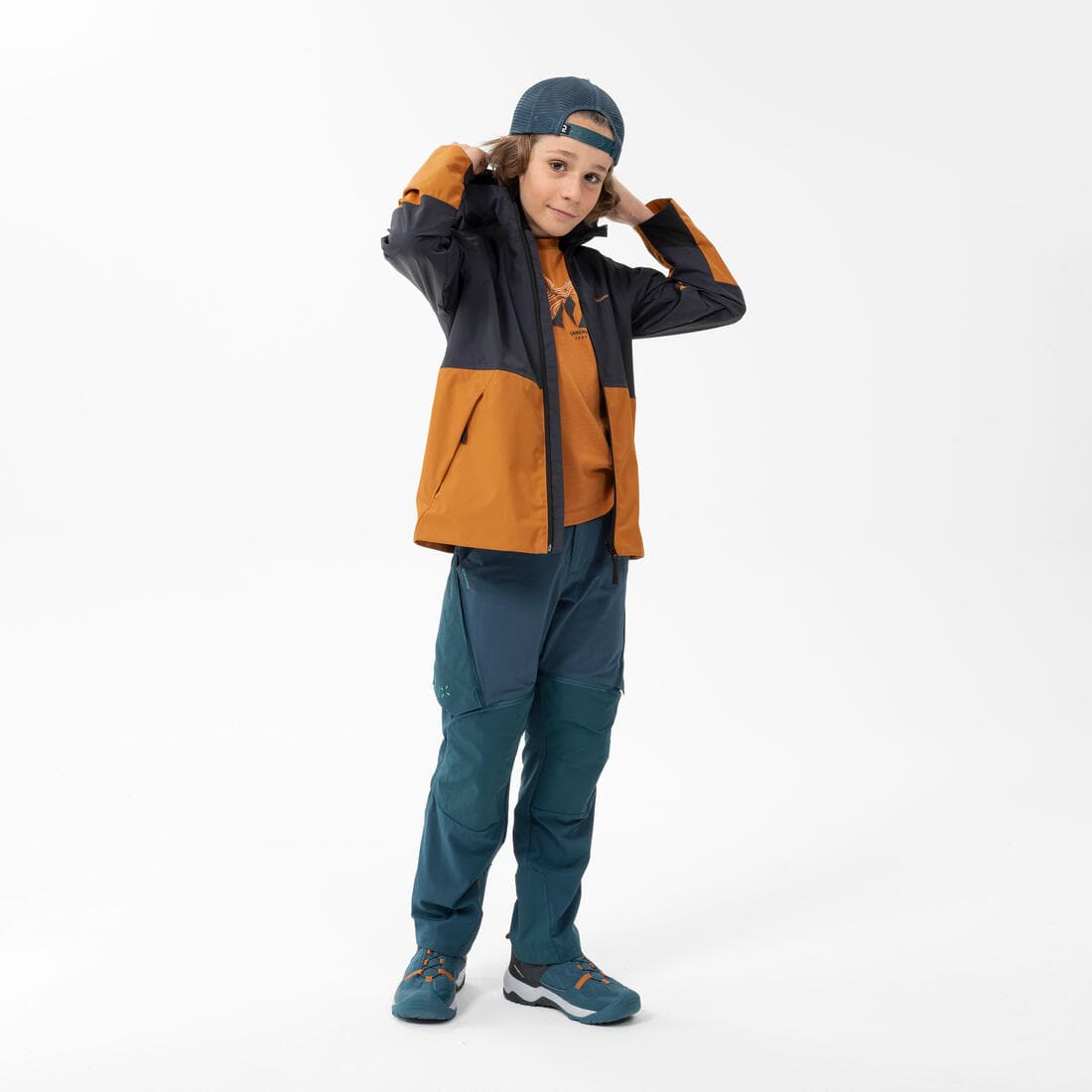 Veste imperméable de randonnée - MH500 grise et - enfant 7-15 ans