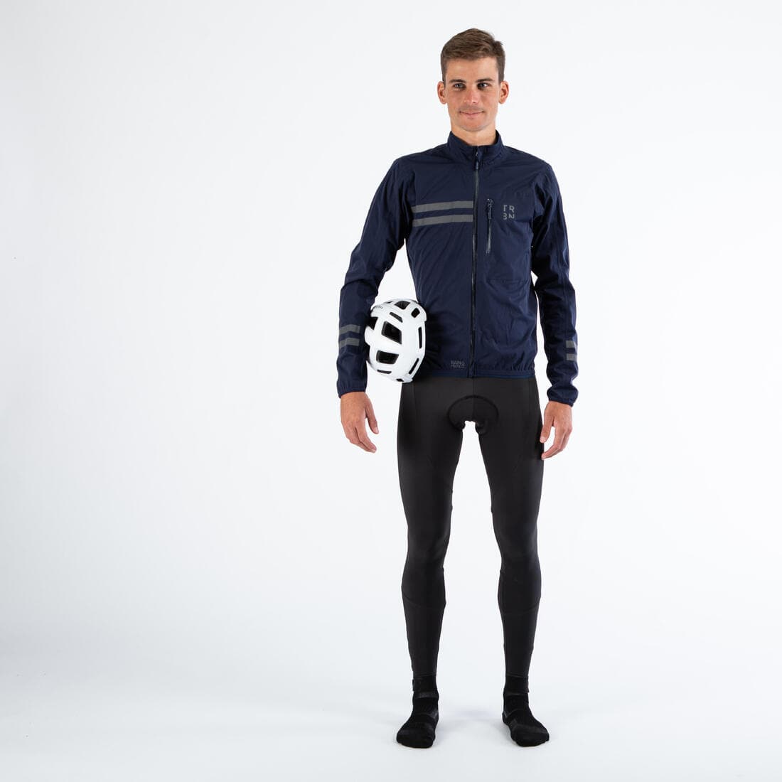 Veste vélo route manches longues coupe pluie homme - RC500 marine