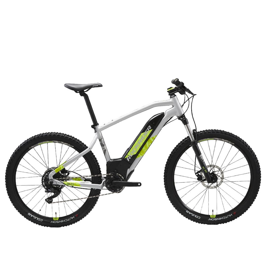 Vélo VTT électrique semi-rigide 27'5", e-ST 520 Gris/Jaune acide