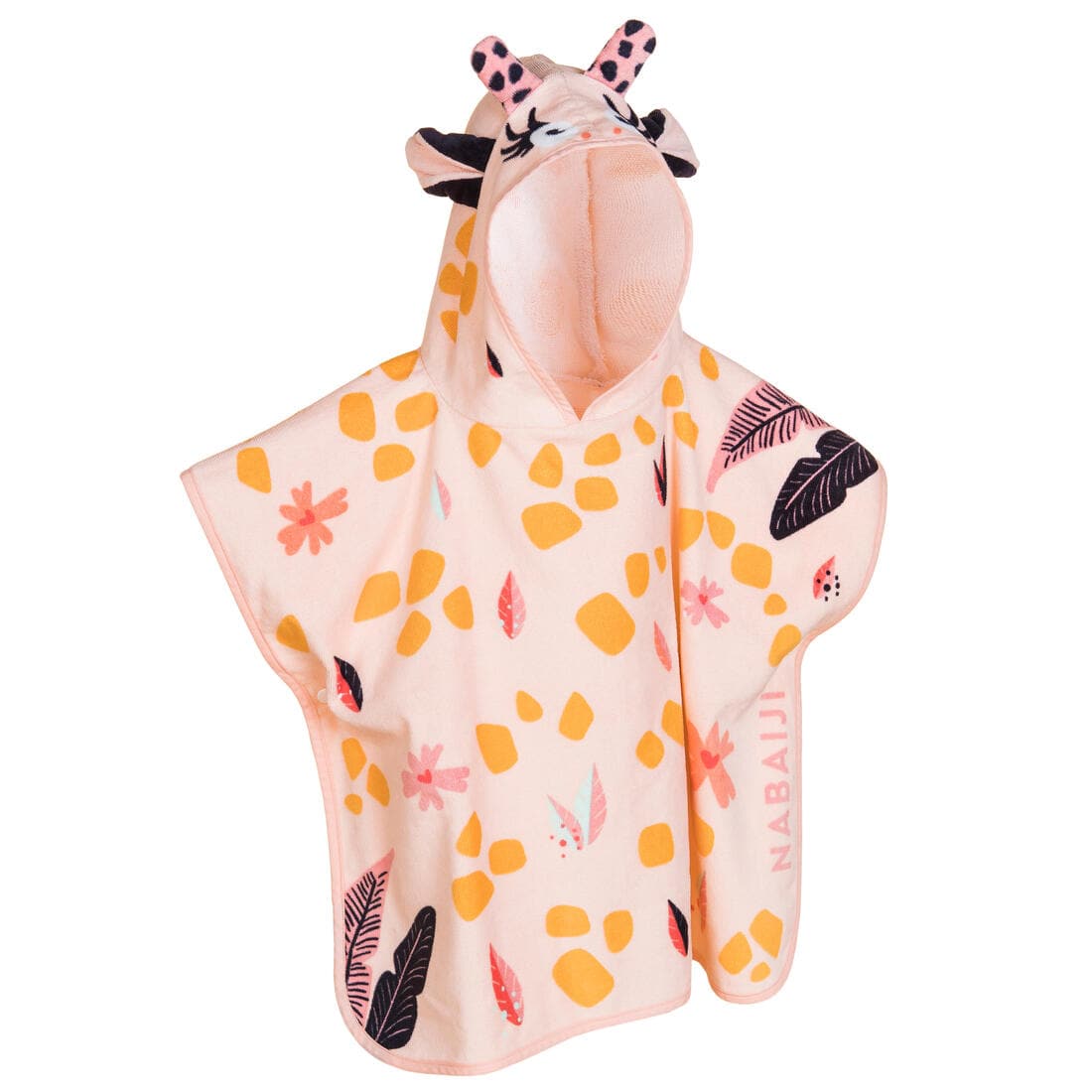 Poncho de Bain Coton Bébé - Girafe Blanc Rose