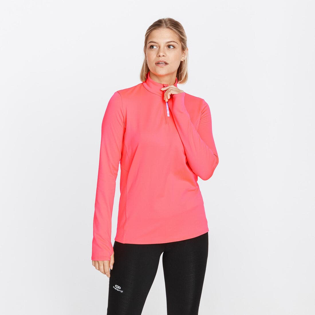 T-shirt manches longues chaud running femme - Zip warm