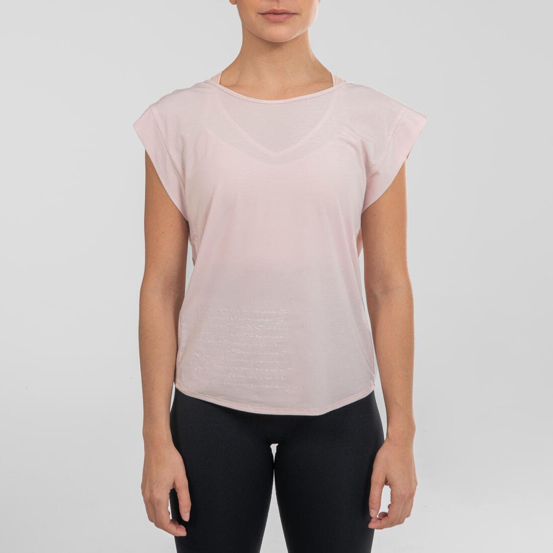 T-Shirt danse moderne fluide rose croisé dans le dos femme