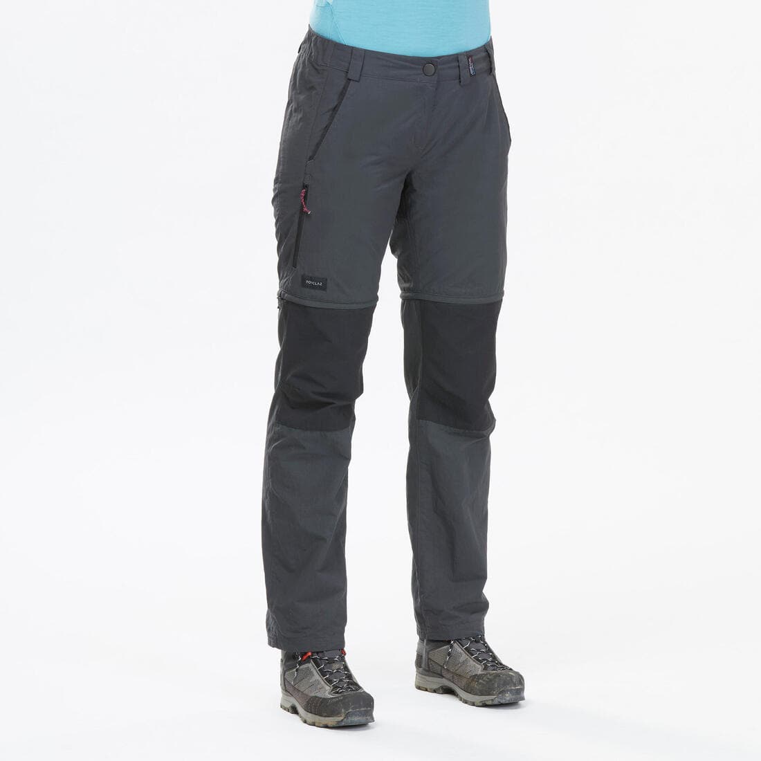 Pantalon modulable 2 en 1 de trek montagne - MT100 Gris femme