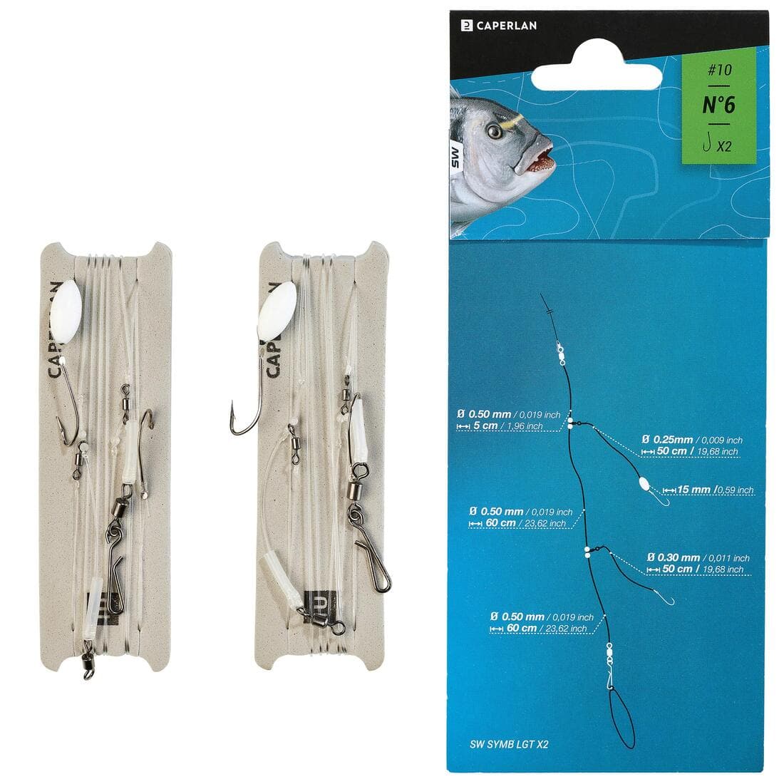 Bas de ligne de pêche en surfcasting SYMB LGT X2 N°6