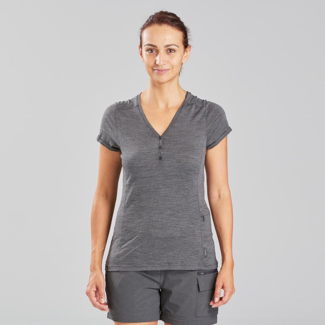 T-shirt laine mérinos de trek voyage - TRAVEL 500 femme