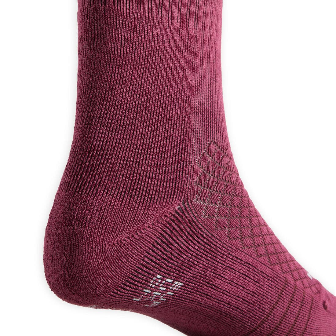 Chaussettes d'équitation enfant SKS 500 motifs Graph rose clair et prune.