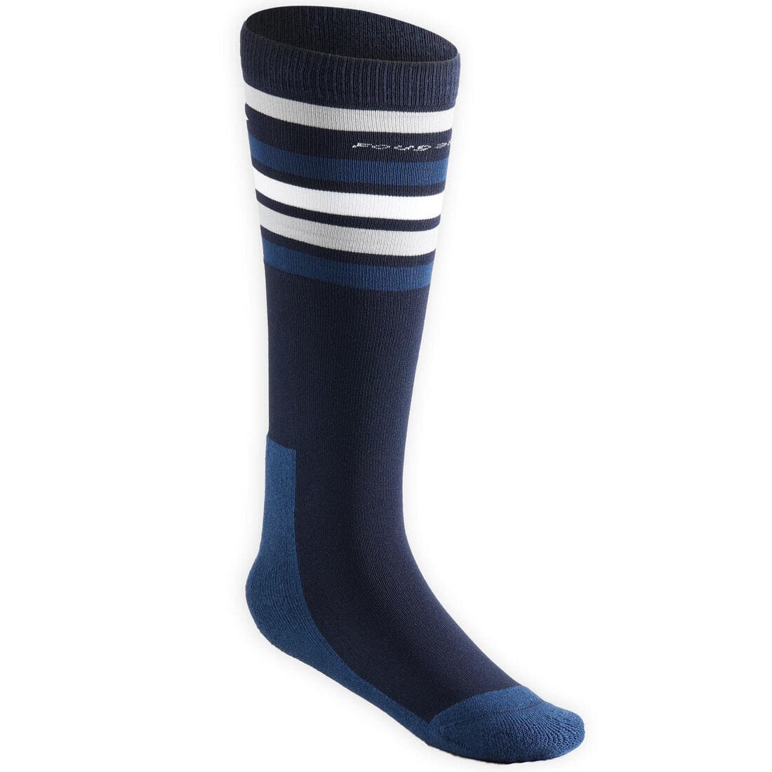 Chaussettes équitation enfant SKS100 pétrole/rayures marine et blanches