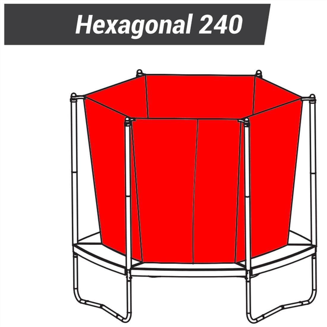 Filet protection zippé, pièce détachée trampoline, Hexagonal 240