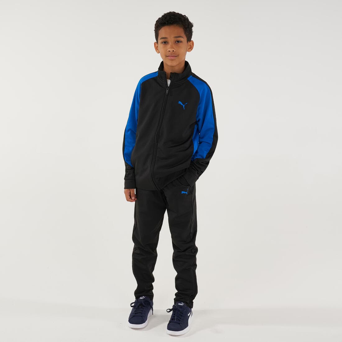 Survêtement enfant synthétique respirant - noir et bleu PUMA