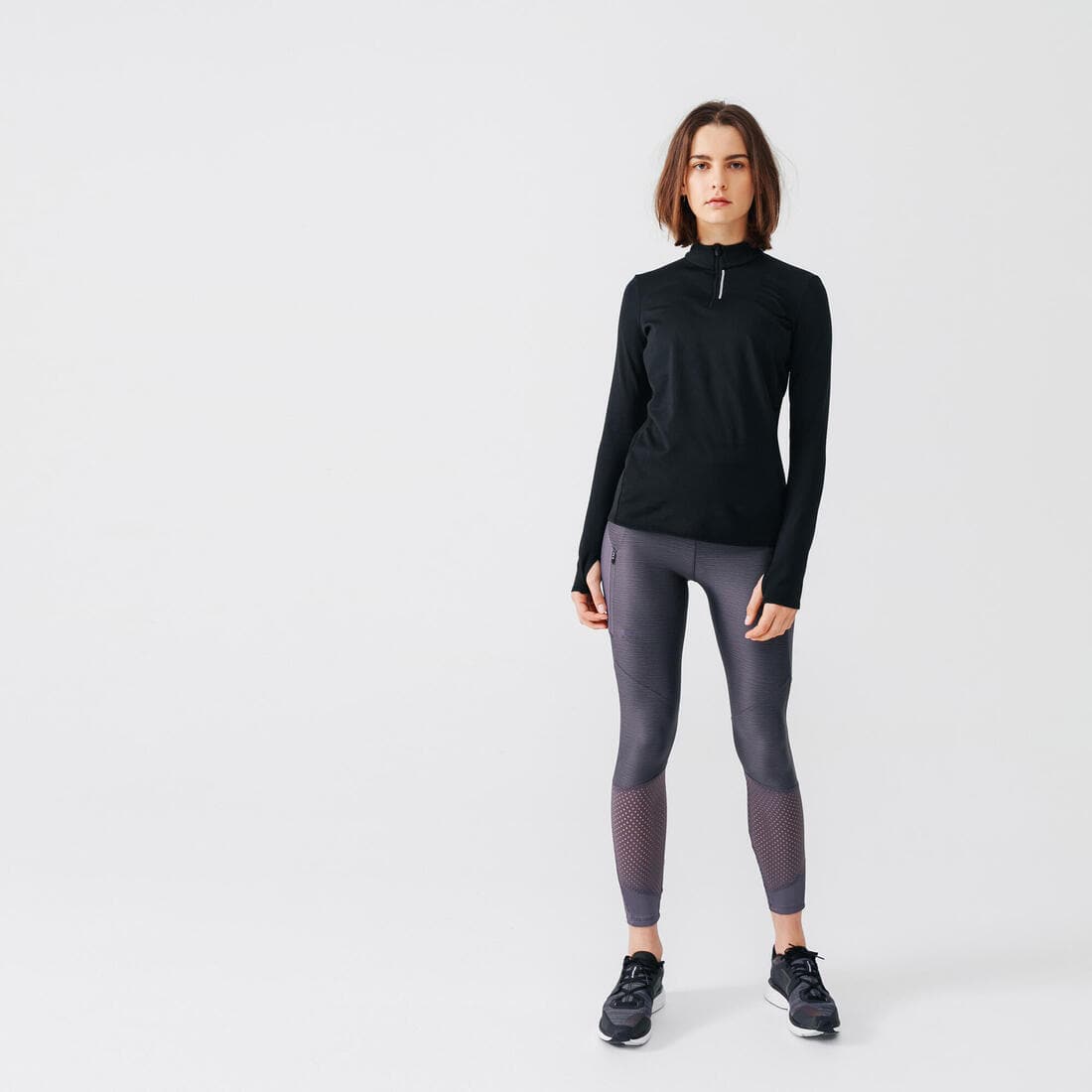 T-shirt manches longues chaud running femme - Zip warm