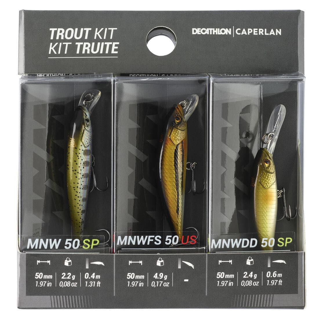 POISSONS NAGEURS JERKBAIT MINNOW PÊCHE AUX LEURRES KIT TRUITE 3 PN