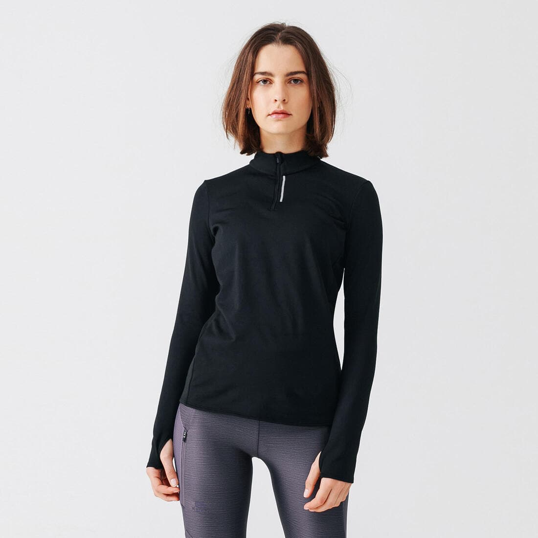 T-shirt manches longues chaud running femme - Zip warm