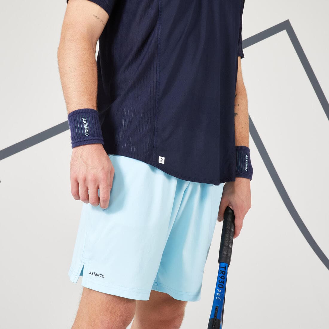 Polo tennis manches courtes Homme - Artengo DRY Marine