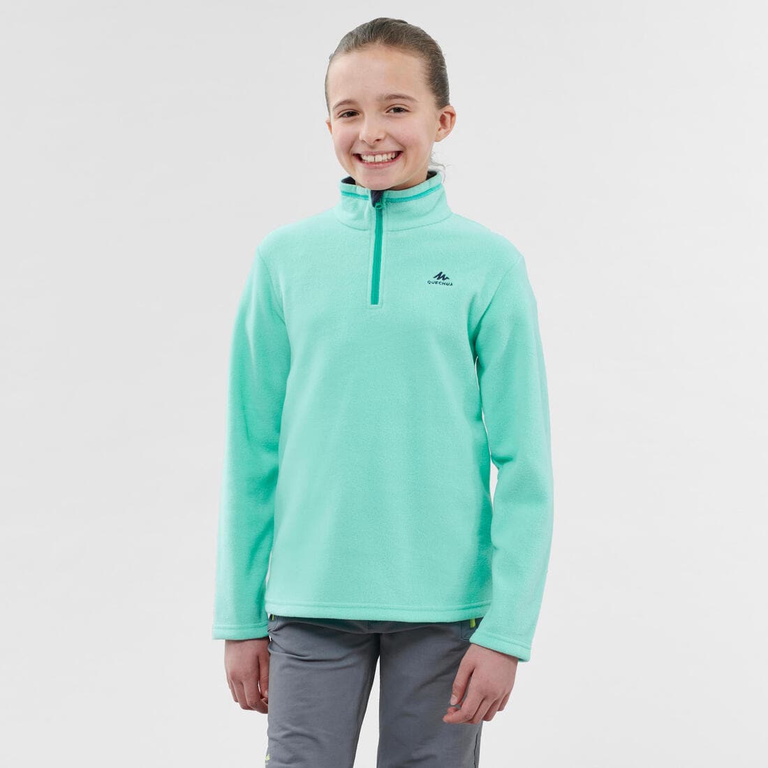 Polaire de randonnée - MH100 turquoise - enfant 7-15 ans