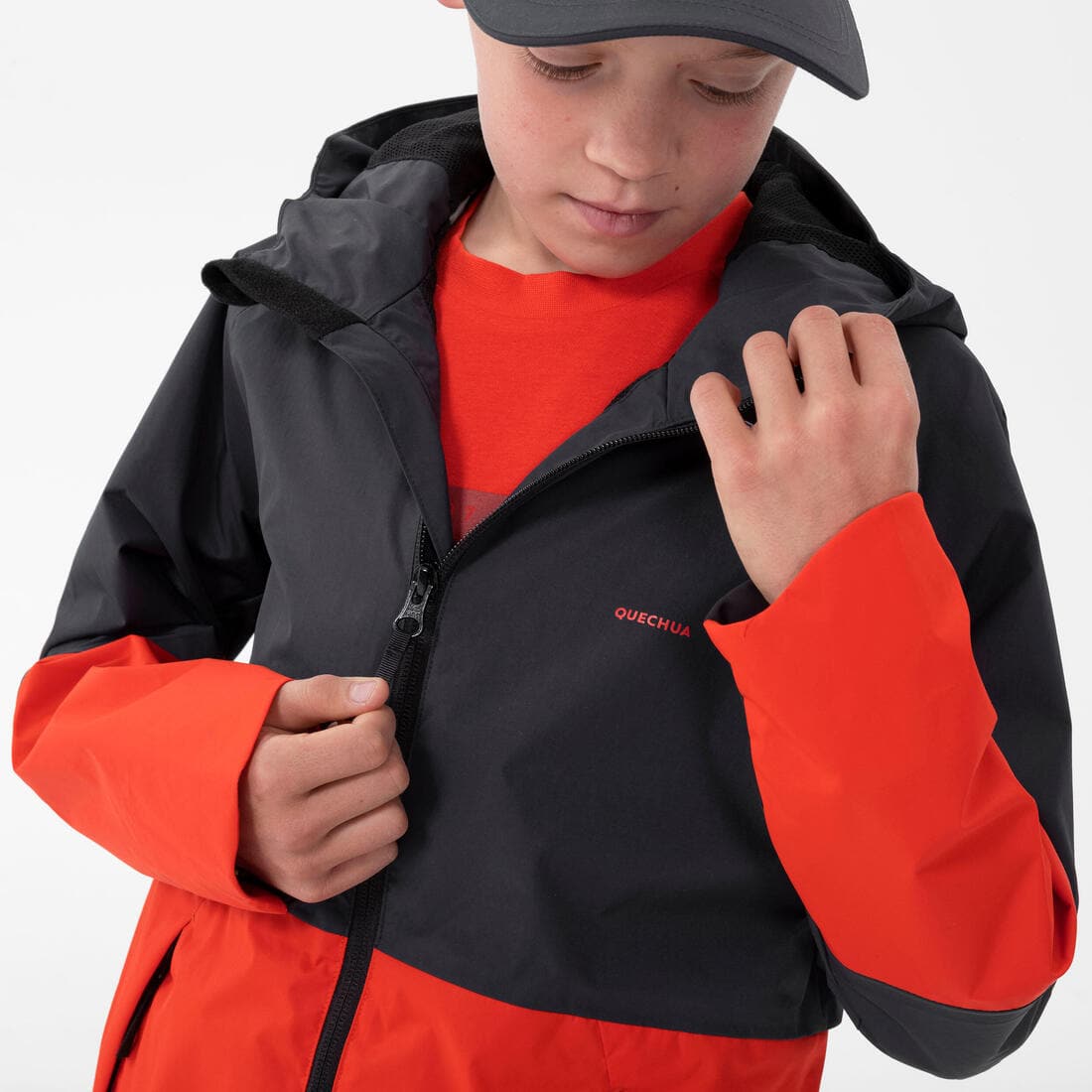 Veste imperméable de randonnée - MH500 grise et - enfant 7-15 ans