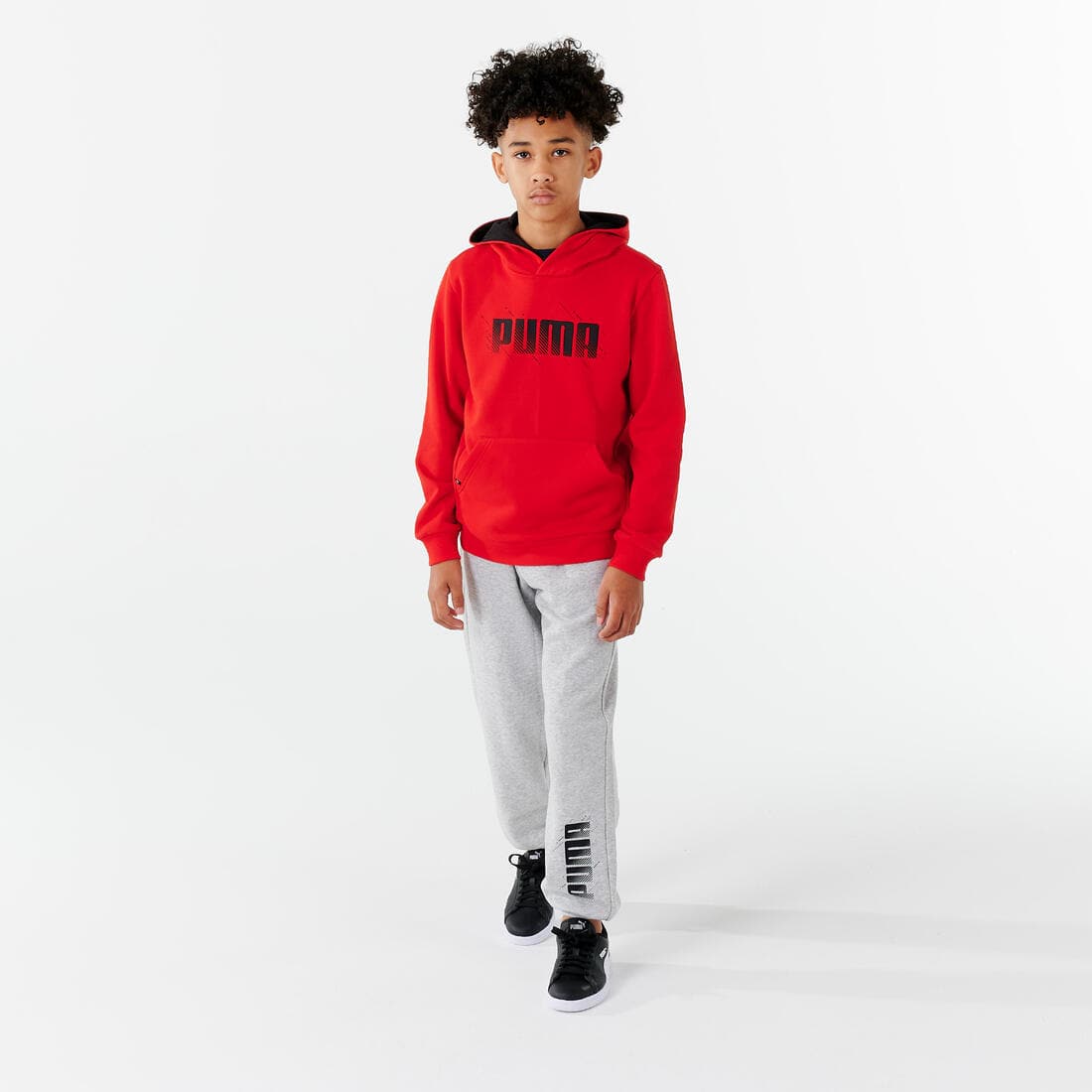 SWEAT À CAPUCHE ENFANT - ROUGE AVEC IMPRIMÉ PUMA