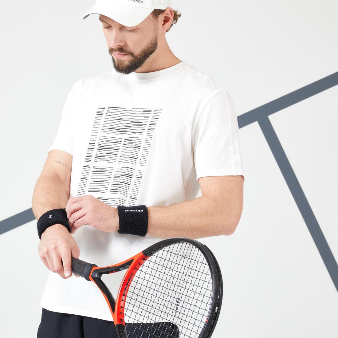 T-shirt de tennis homme - tts soft blanc cassé