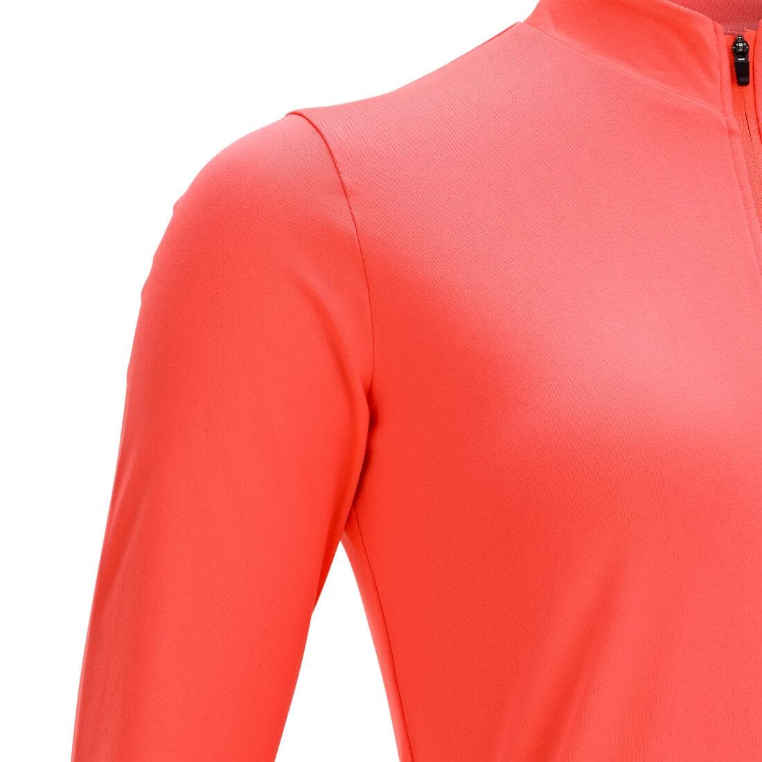 Maillot manches longues vélo route femme 100 corail