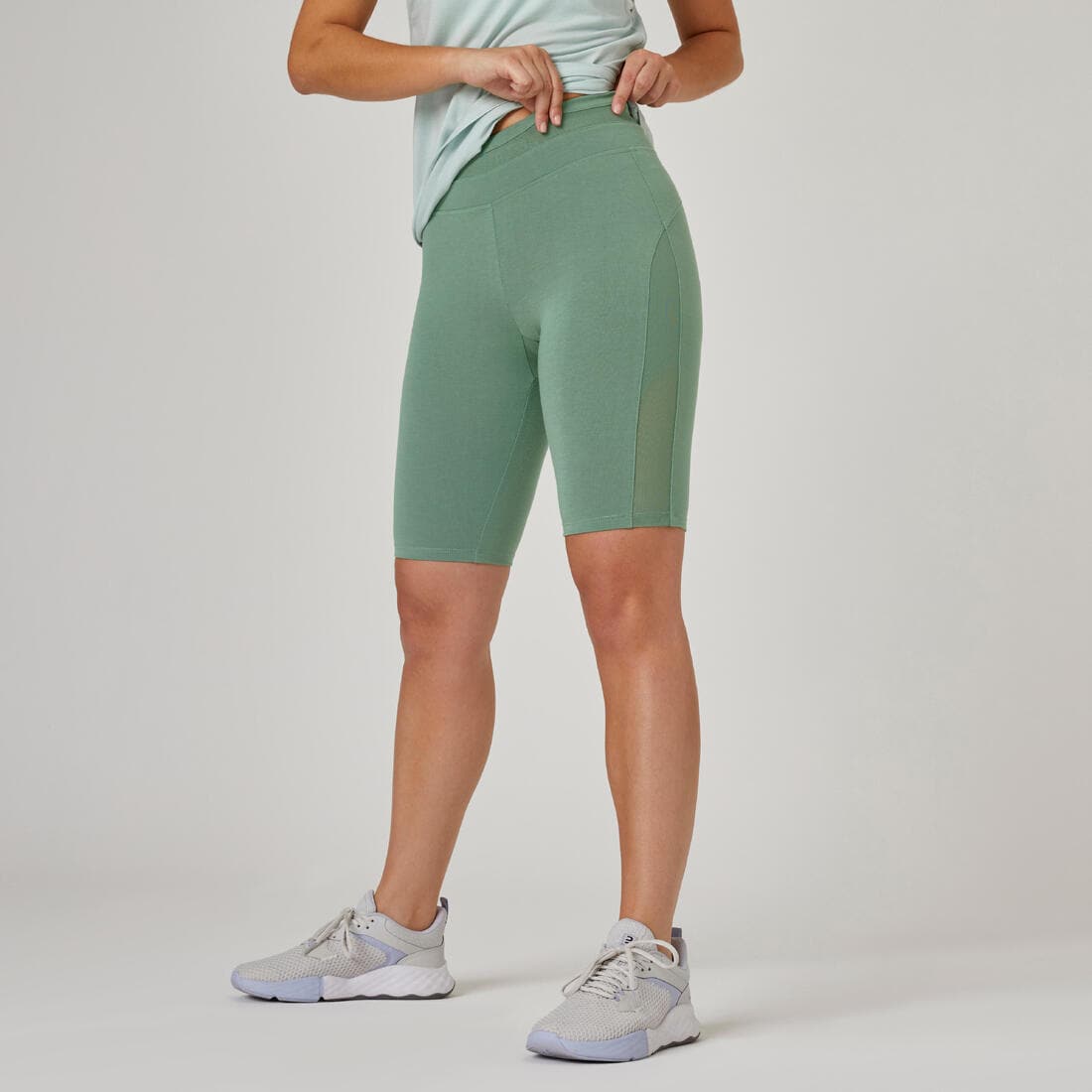 Short Fitness femme coton slim sans poche - 520 cycliste