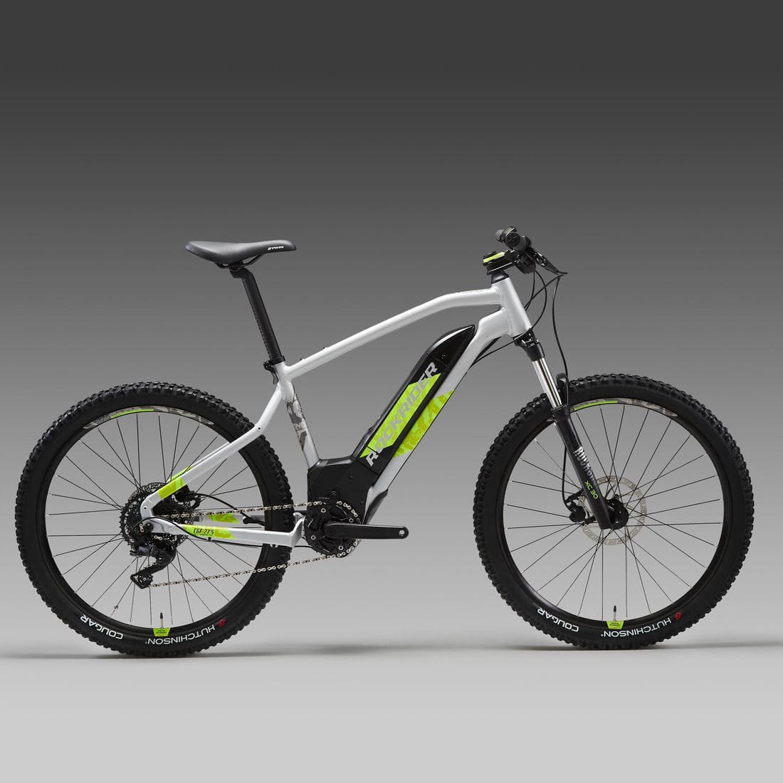 Vélo VTT électrique semi-rigide 27'5", e-ST 520 Gris/Jaune acide