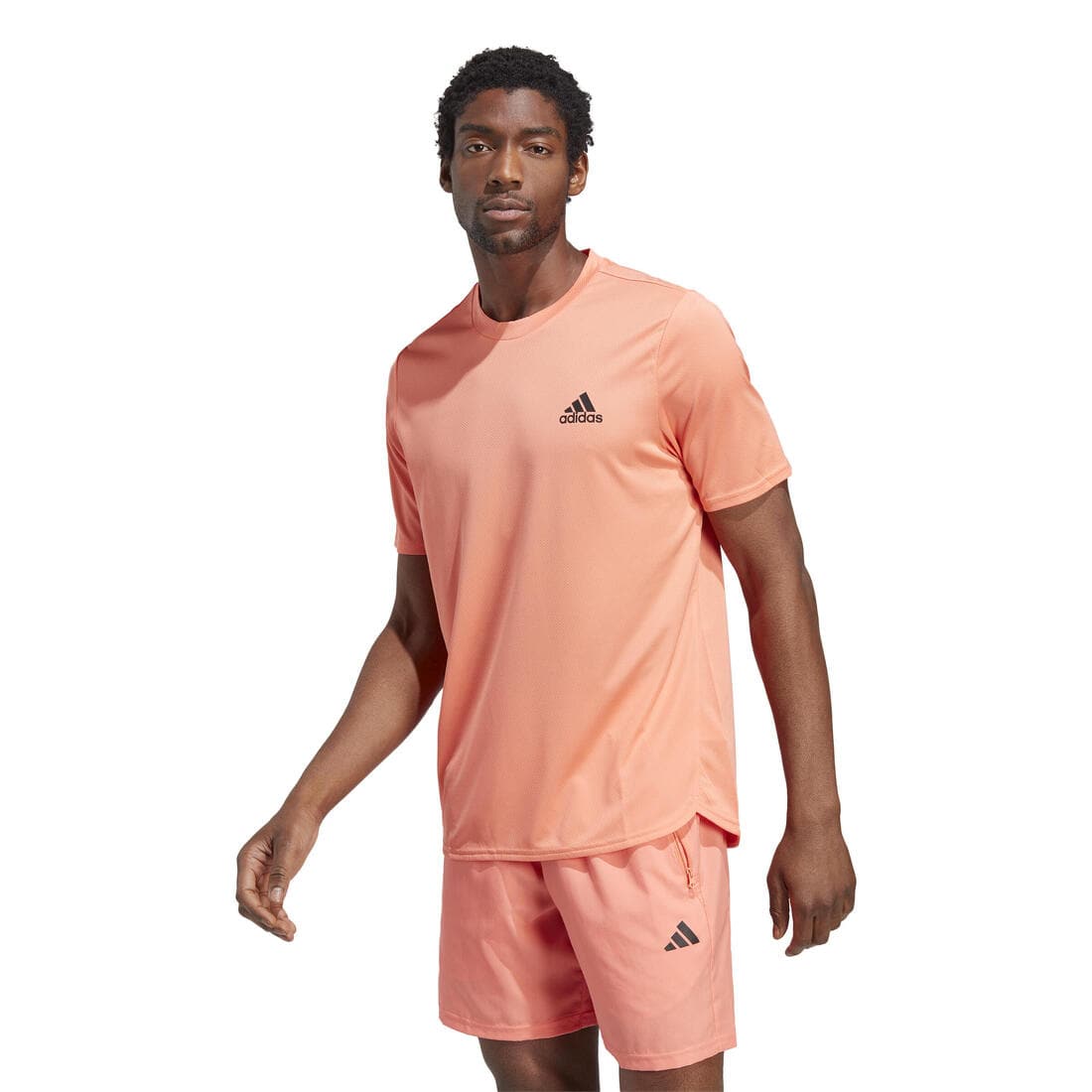 T-SHIRT DE FITNESS CARDIO ADIDAS HOMME CORAIL