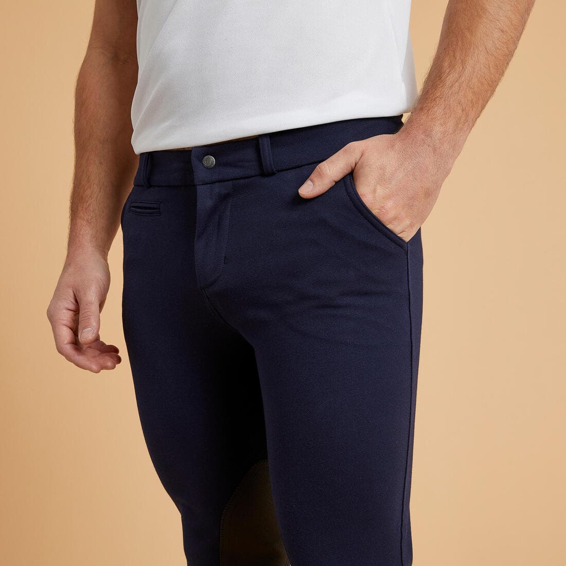 Pantalon équitation homme 140 basanes agrippantes marine