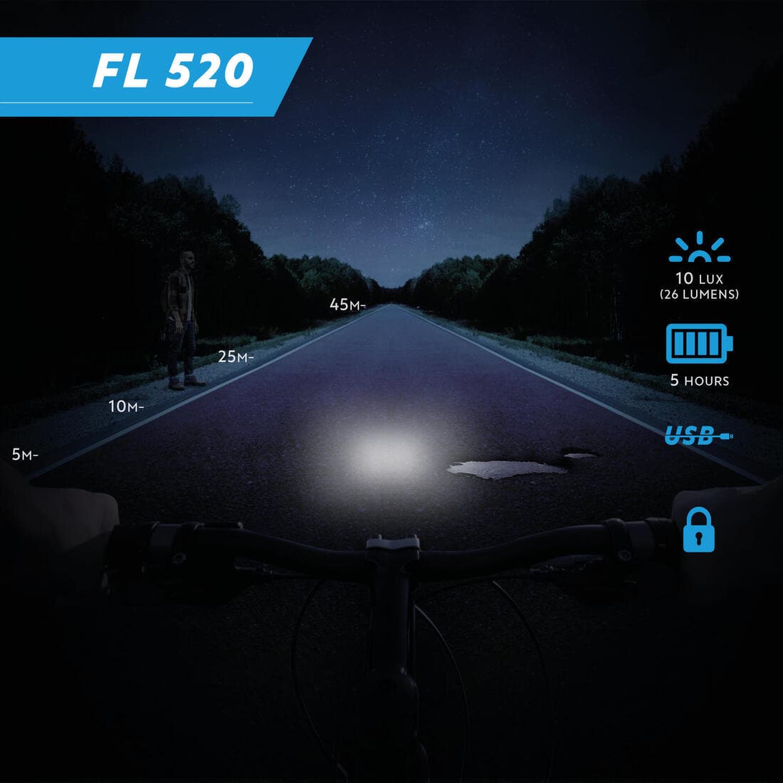 ECLAIRAGE VELO LED FL 520 AVANT LOCK USB