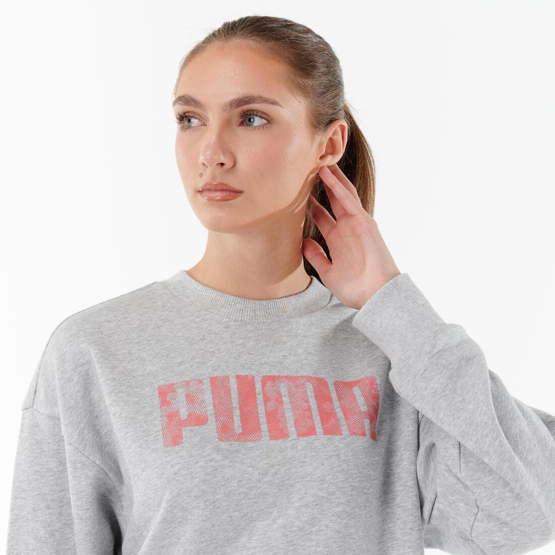 Sweat crop top PUMA coton femme gris