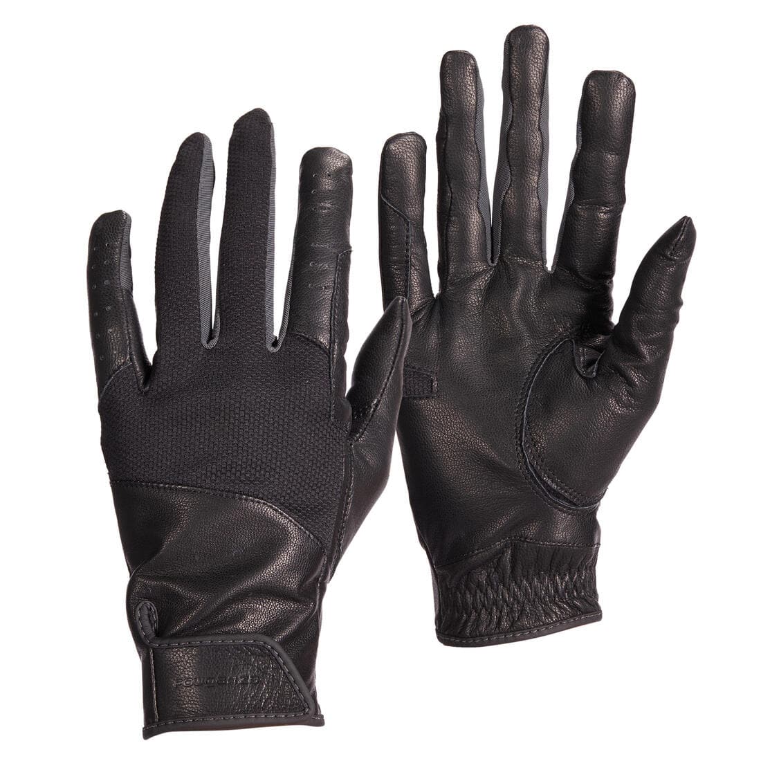 Gants d'équitation en cuir respirant Femme - 960 noir