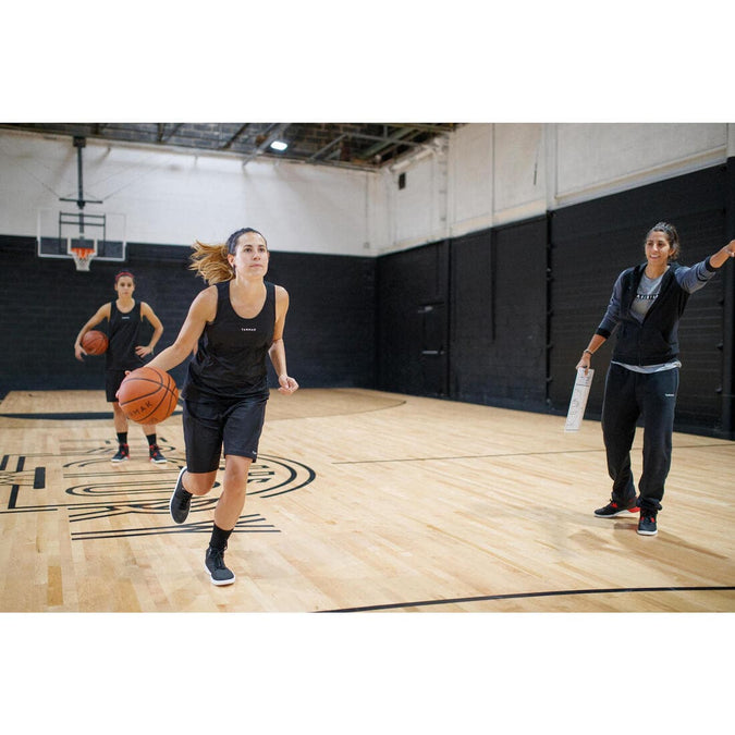 SHORT DE BASKETBALL FEMME NOIR SH100 Decathlon Reunion