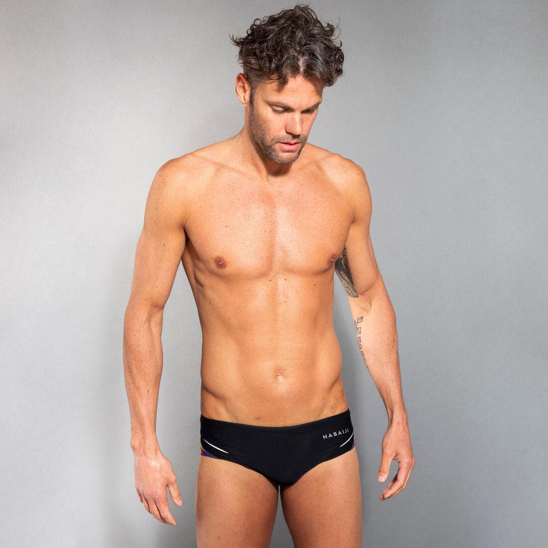 MAILLOT DE BAIN NATATION HOMME SLIP 900 B-FAST  NOIR