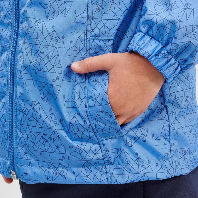 Veste imperméable de randonnée enfant MH500 KID bleue marine QUECHUA