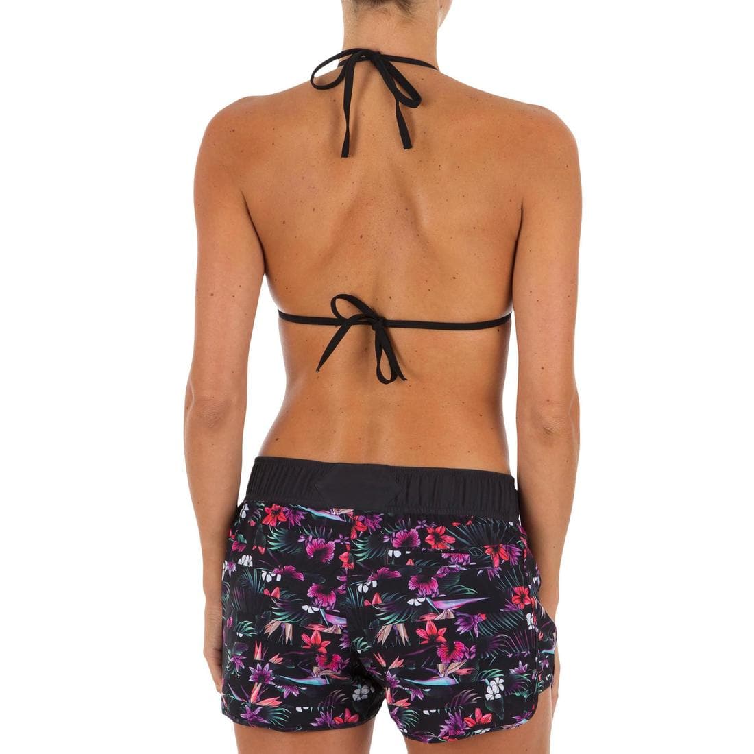 Boardshort surf femme TINI CORAIL avec ceinture élastiquée et cordon de serrage