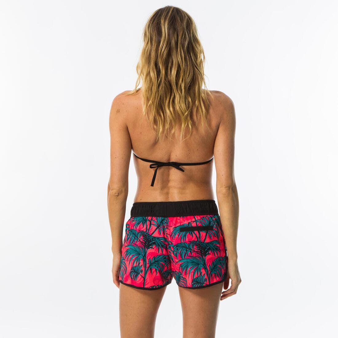 Boardshort surf femme TINI CORAIL avec ceinture élastiquée et cordon de serrage