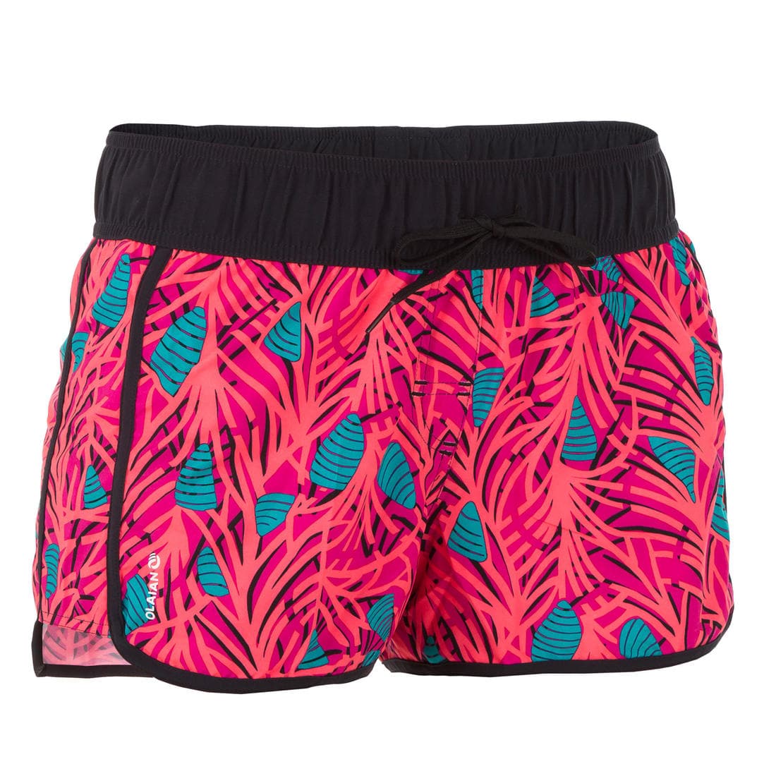 Boardshort surf femme TINI CORAIL avec ceinture élastiquée et cordon de serrage