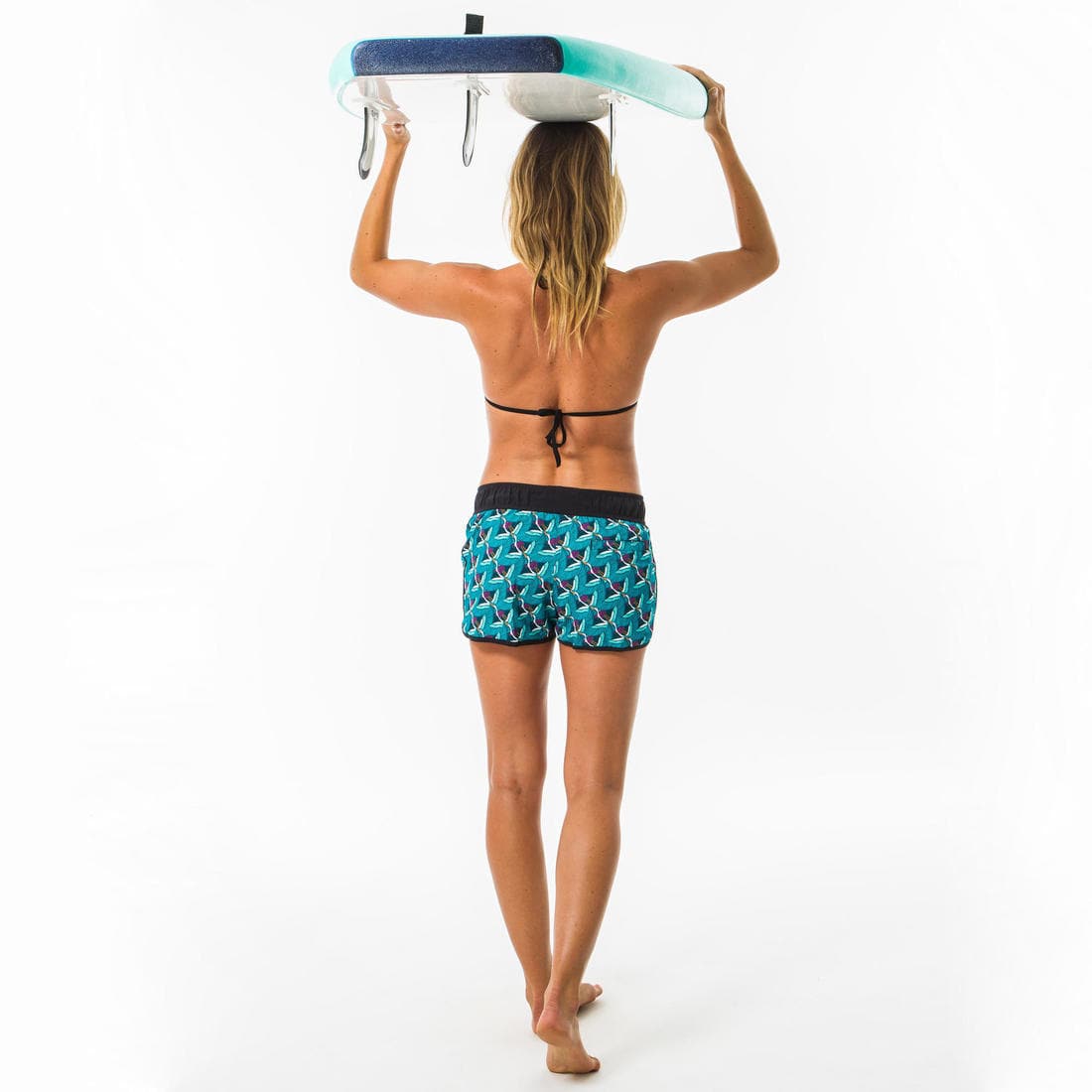 Boardshort surf femme TINI CORAIL avec ceinture élastiquée et cordon de serrage