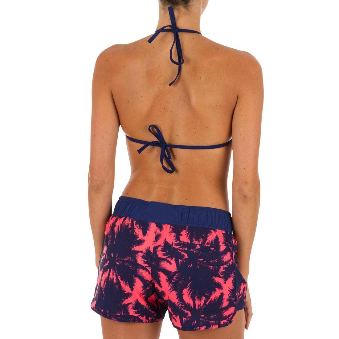 Boardshort surf femme TINI CORAIL avec ceinture élastiquée et cordon de serrage