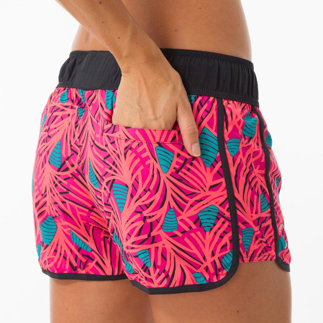 Boardshort surf femme TINI CORAIL avec ceinture élastiquée et cordon de serrage