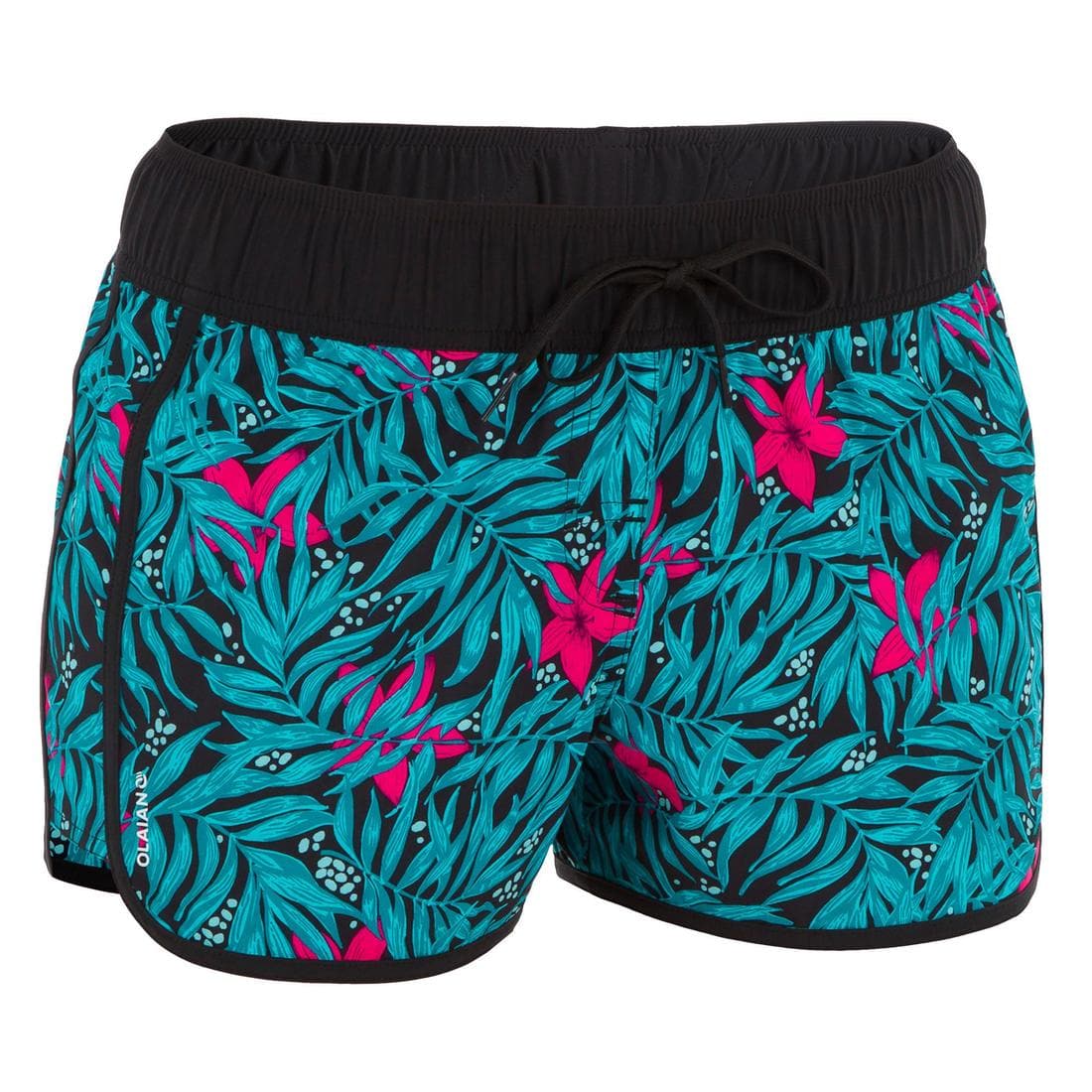 Boardshort surf femme TINI CORAIL avec ceinture élastiquée et cordon de serrage