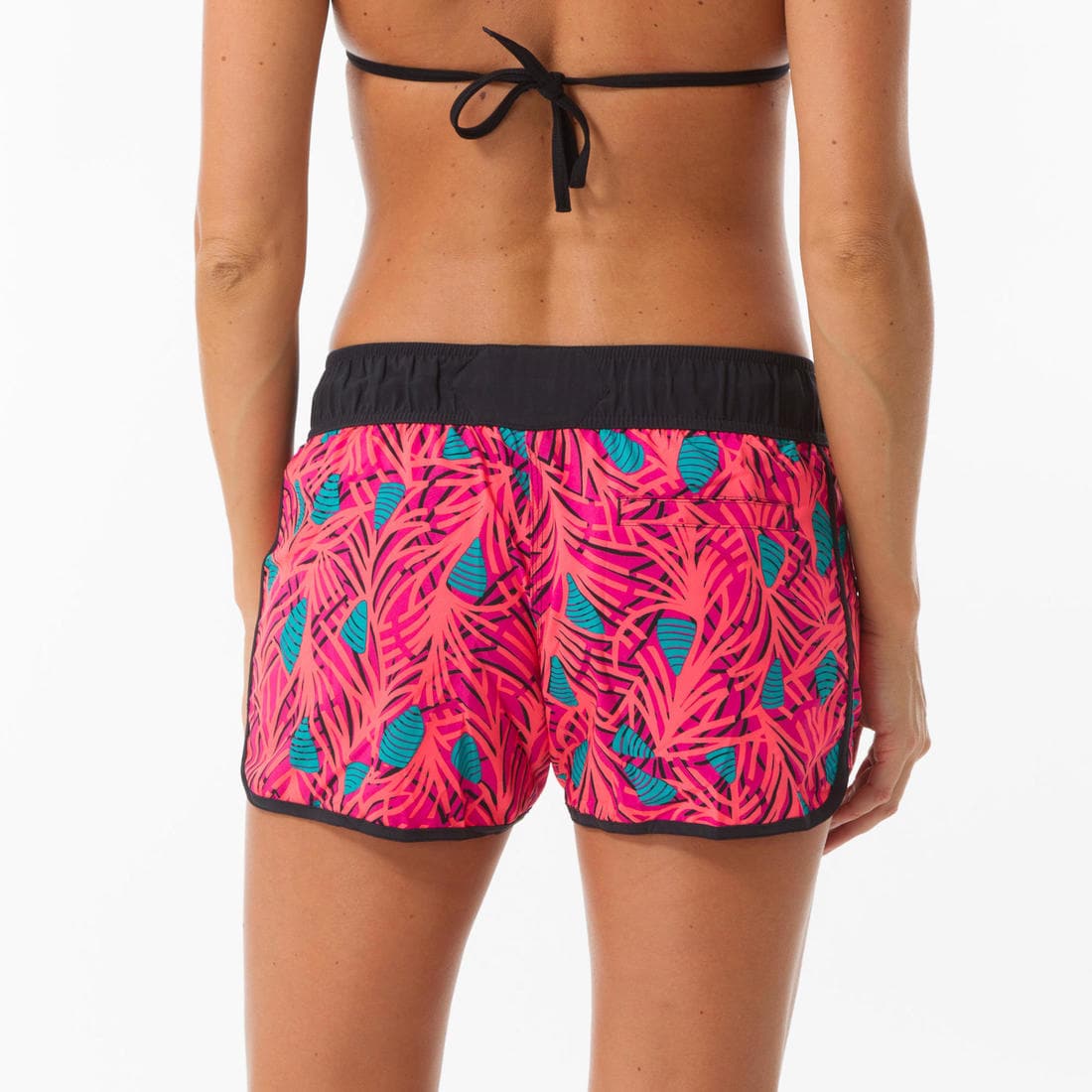 Boardshort surf femme TINI CORAIL avec ceinture élastiquée et cordon de serrage