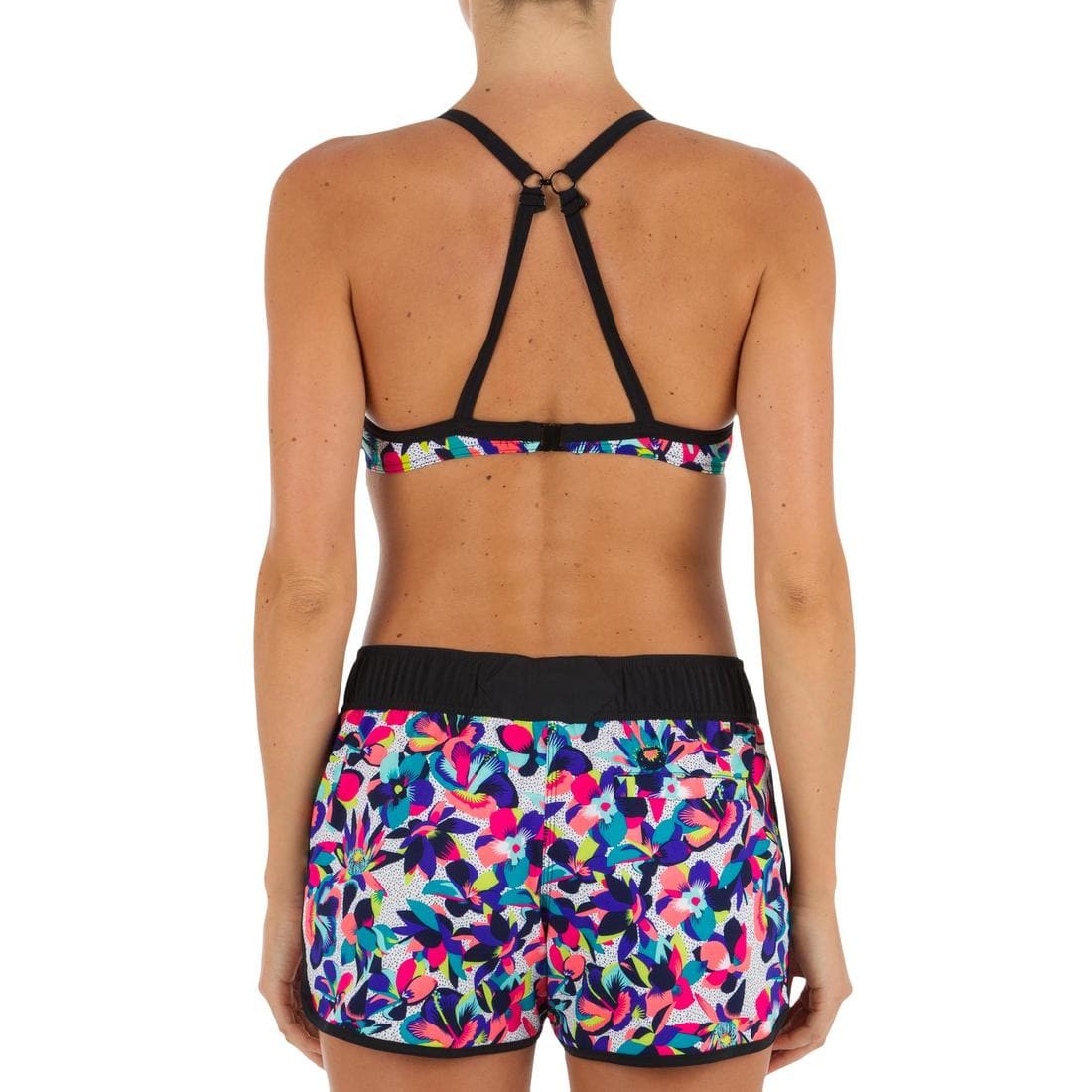 Boardshort surf femme TINI CORAIL avec ceinture élastiquée et cordon de serrage