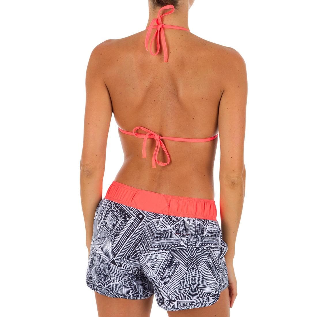 Boardshort surf femme TINI CORAIL avec ceinture élastiquée et cordon de serrage