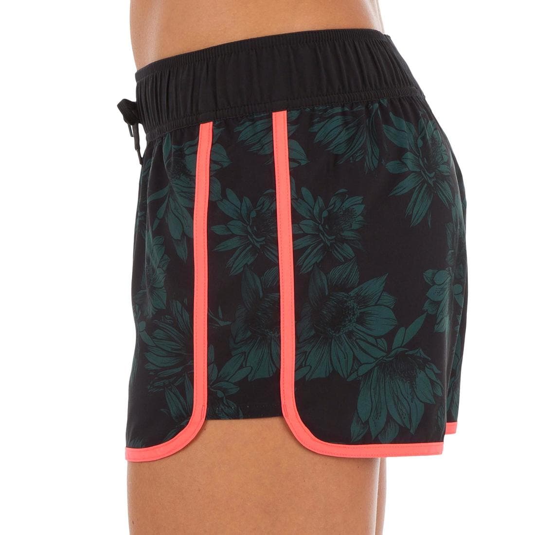 Boardshort surf femme TINI CORAIL avec ceinture élastiquée et cordon de serrage