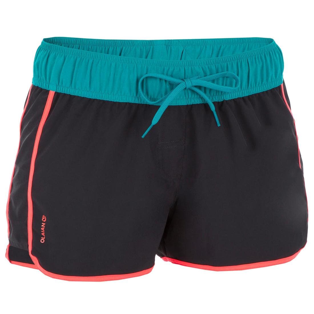 Boardshort surf femme TINI CORAIL avec ceinture élastiquée et cordon de serrage