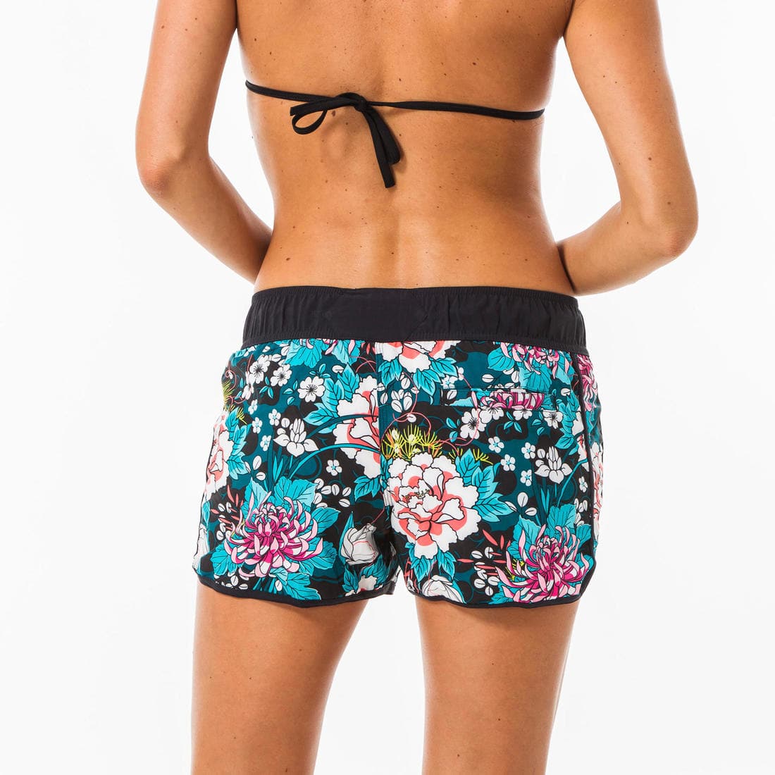 Boardshort surf femme TINI CORAIL avec ceinture élastiquée et cordon de serrage