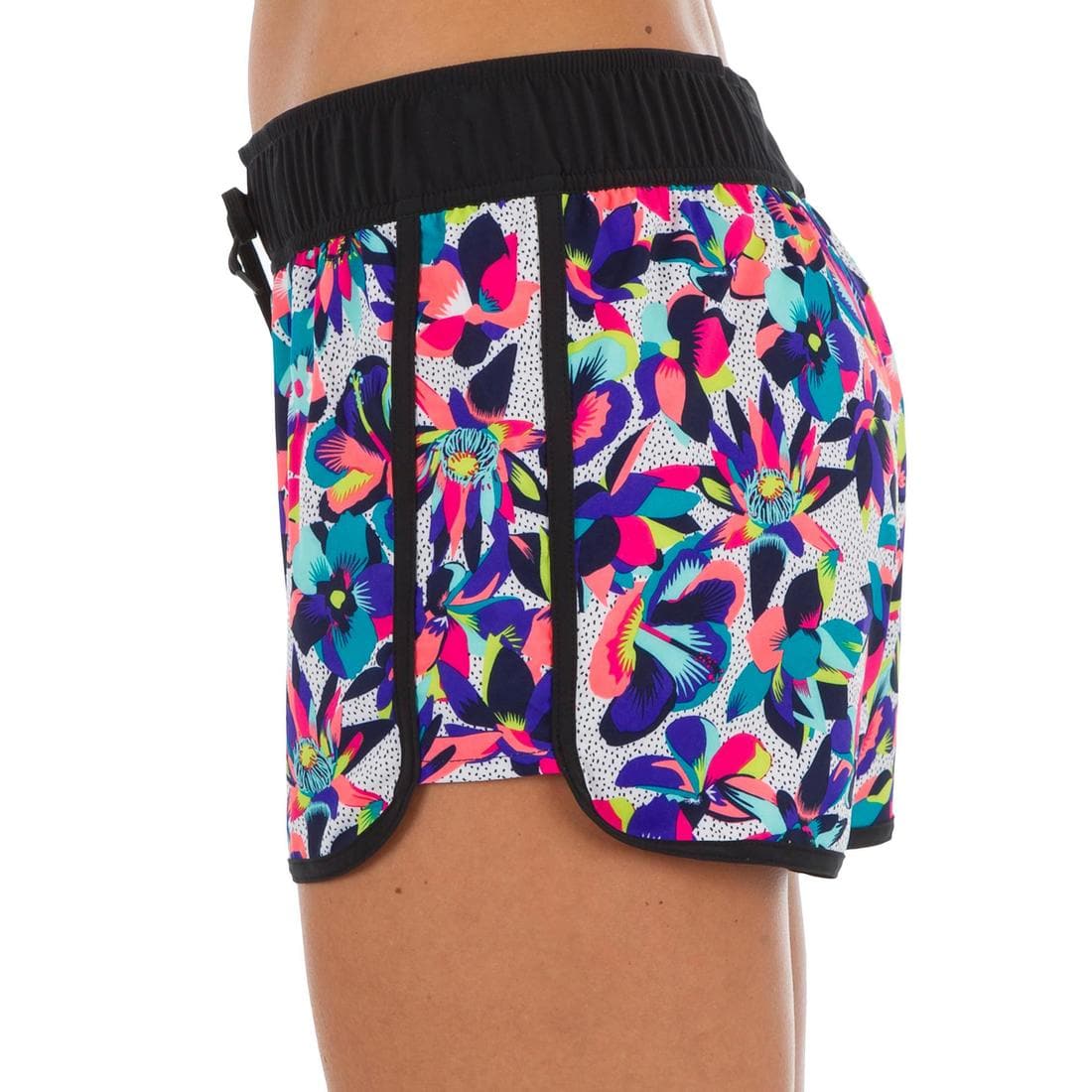 Boardshort surf femme TINI CORAIL avec ceinture élastiquée et cordon de serrage